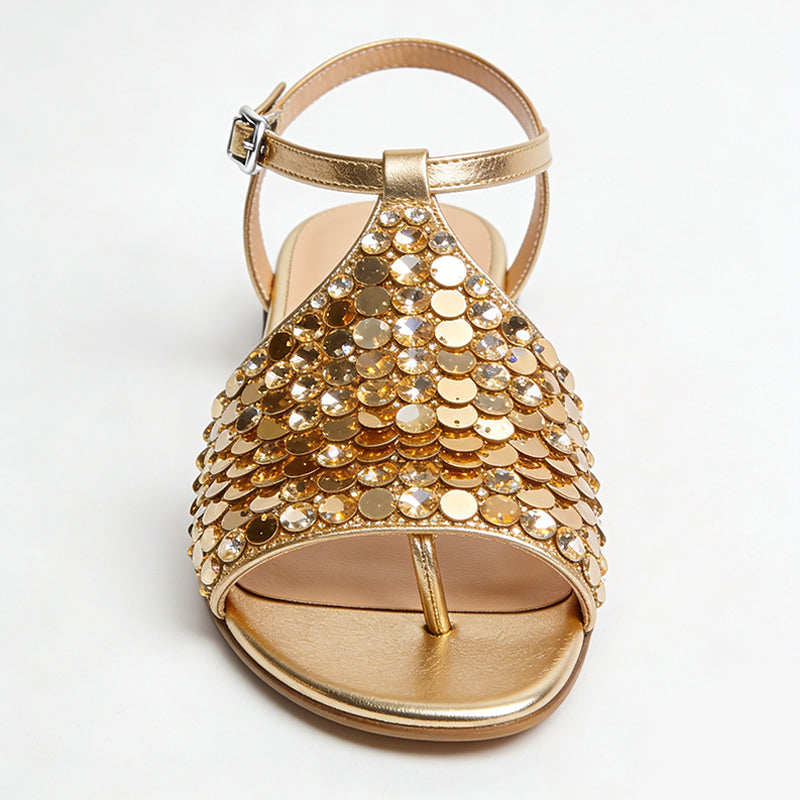 Shiny Eye Catching Energetic Flat Sandals