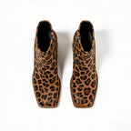 Leopard Print Chunky Heel Women's Low Boots
