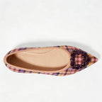 Plaid Jacquard Exquisite Pointed Toe Ballet Flats