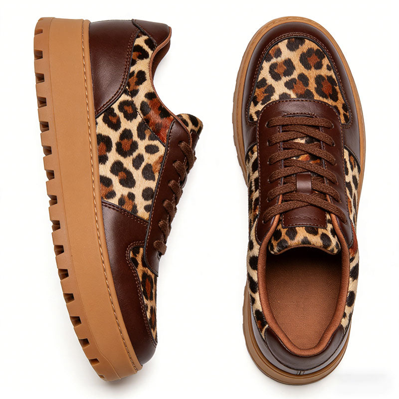 Retro Leopard Print Women's Lifestyle Sneakers