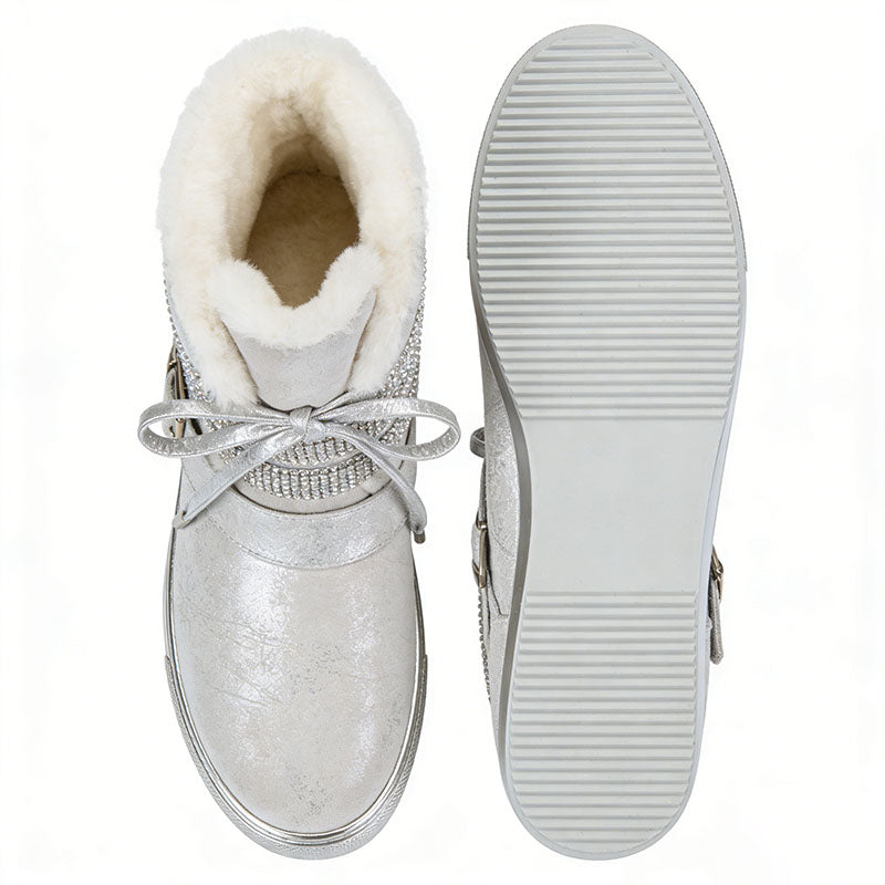 Unique Glossy Lace-up Women's Snow Boots